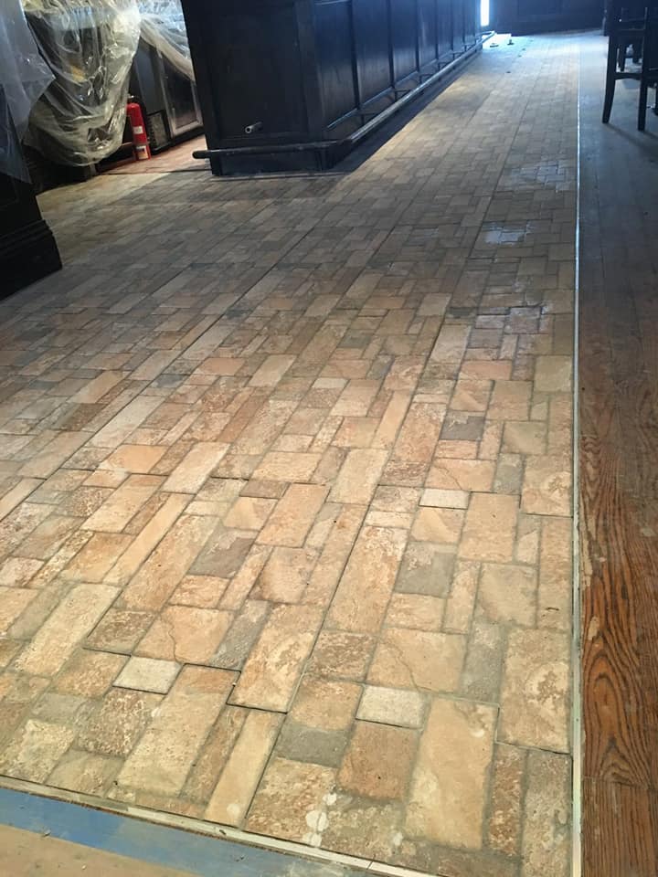 Tavern Remodel Tile Floor Bar Construction Project on Long Island