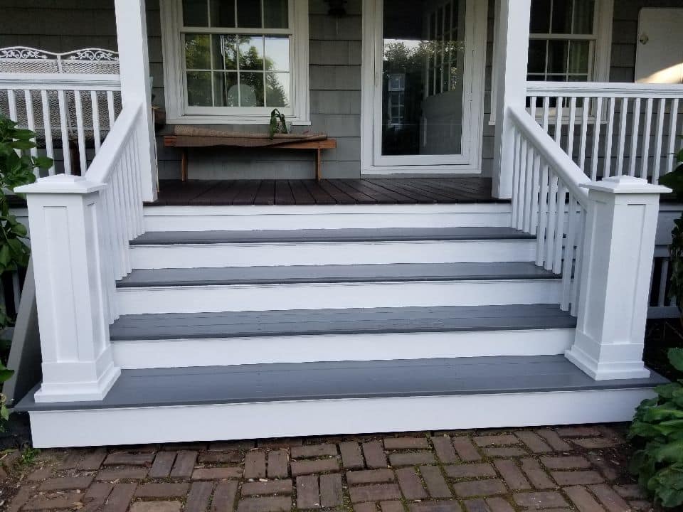 Porch remodel stair repair landing Construction on Long Island