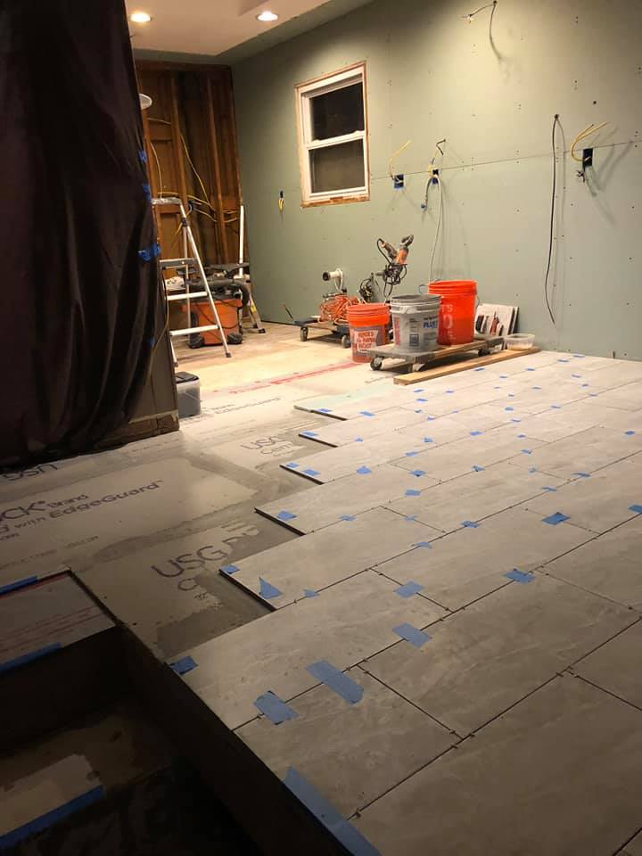 Kitchen Remodel Tile Floor Cabinets and Tops in Plainview