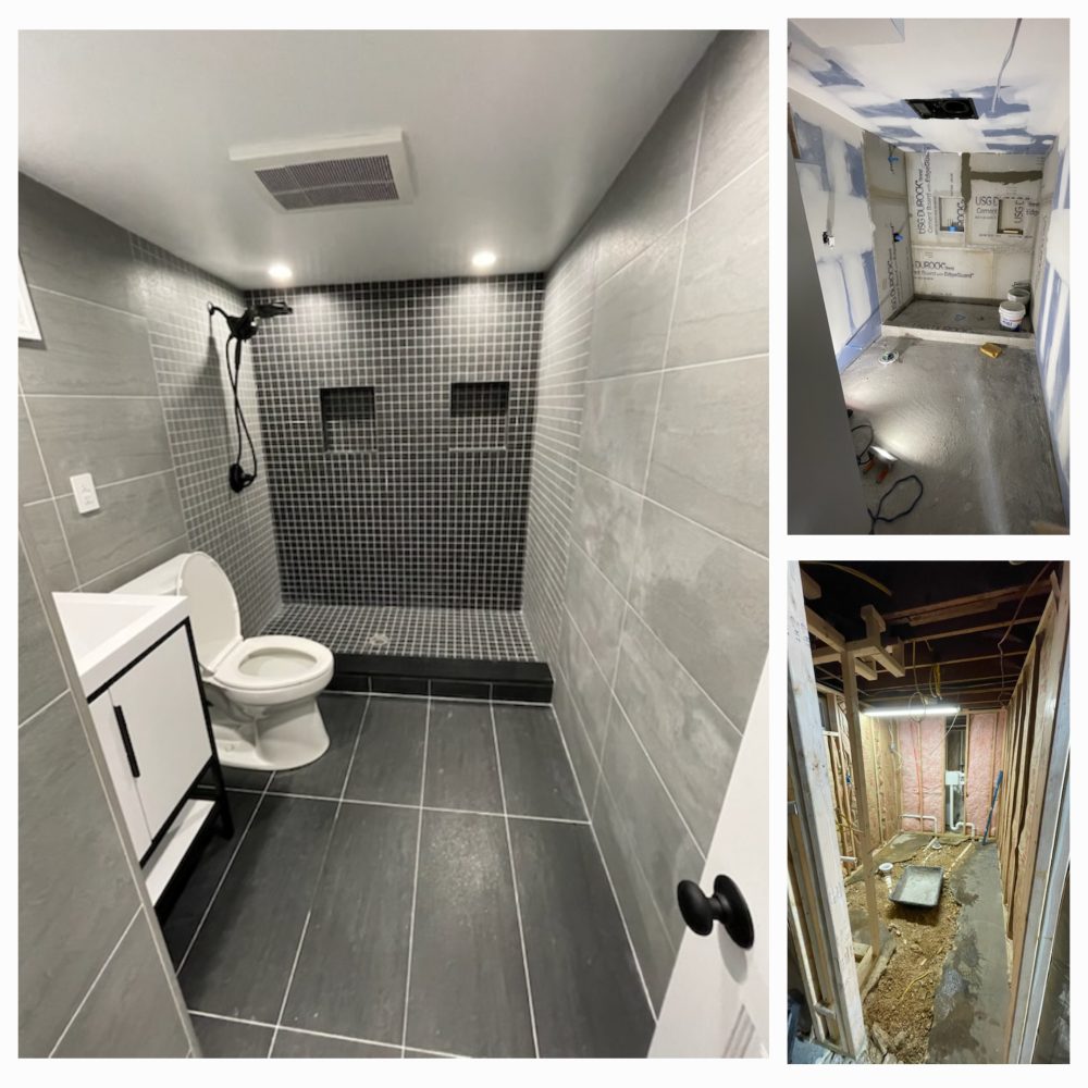 Basement Bathroom Gut Renovation in Nassau County